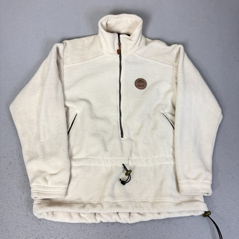 Marker Polartec Fleece Pullover Jacket Cream Half Zip Made USA Size M